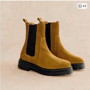 Sezane Lena low boots tan suede size 8